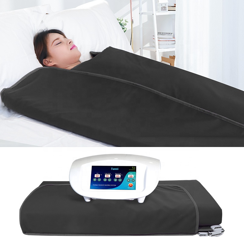 Sauna Blanket Infrared - フメイ社製、カスタムメイドのサウナブランケット。全身を包み込むタイプで、赤外線機能を搭載。3つのゾーンに分かれており、360度全身を温め、家庭用として最適。10～60分間の加熱が可能。