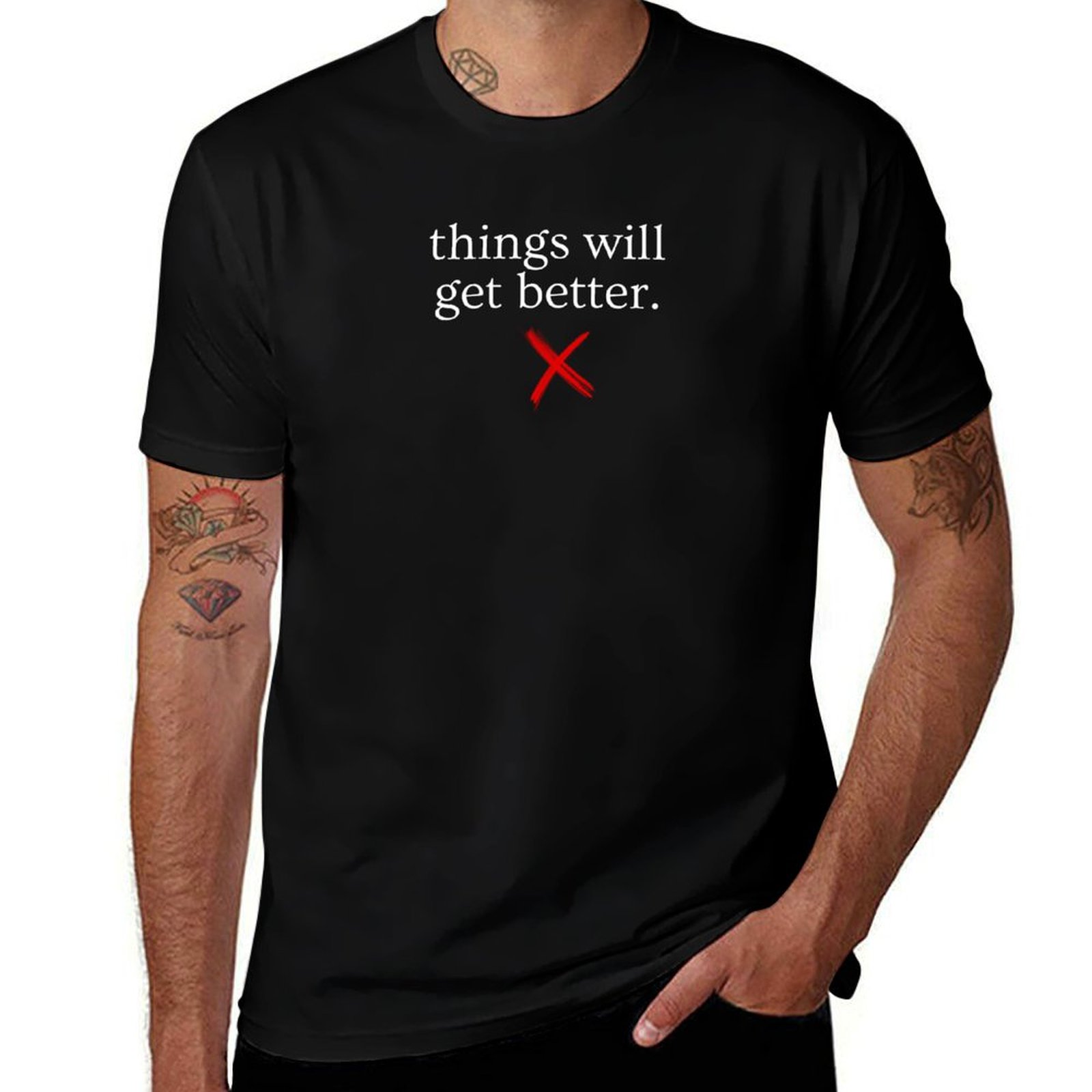 Health X Wellness - ウェルネスX - すべては良くなる、メンタルヘルスをテーマにしたギフトTシャツ、軽量ジムトレーニングTシャツ