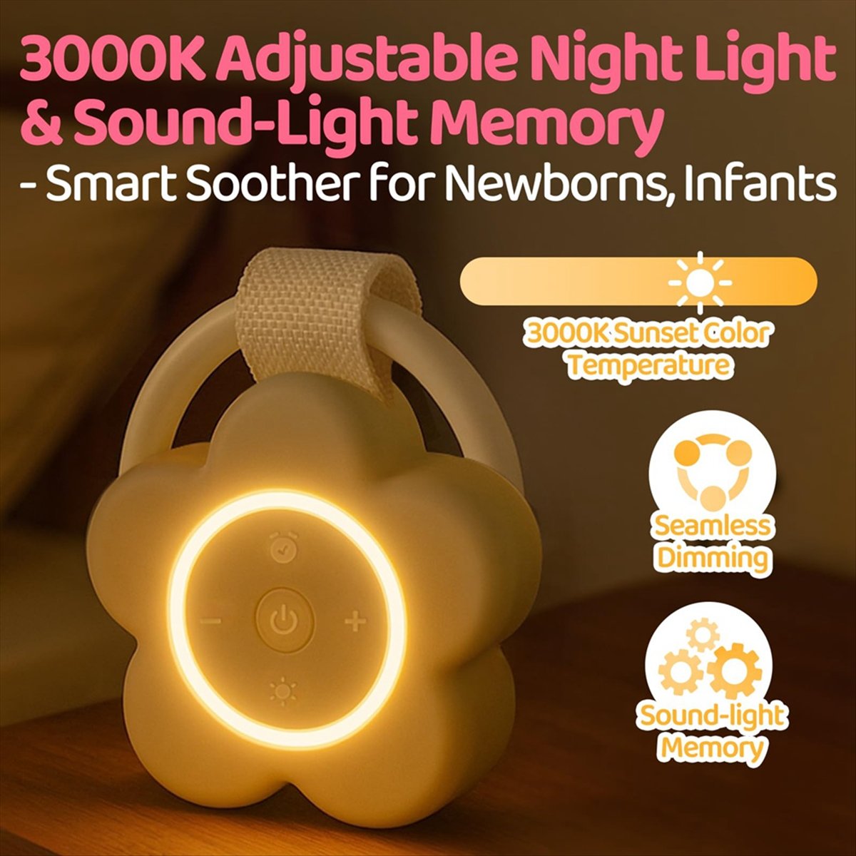 White Noise Machine Sleep - 絶妙なポータブルホワイトノイズマシン、充電式トラベルベビーサウンドマシン、ナイトライト、タイマー、音量調節機能付き